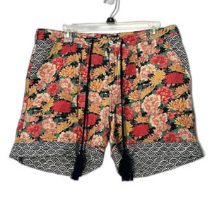 Sundance Blue Floral Kalini Linen Cuffed Shorts - Medium